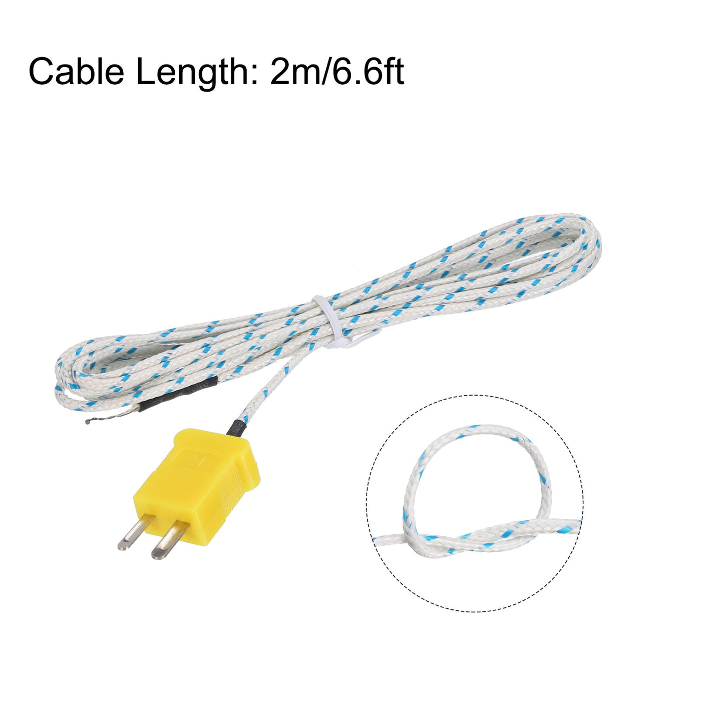 Harfington 10pcs K Type Thermocouple Mini Connector Temperature Sensor Probes Fiberglass 6.6ft -50 to 400°C(-58 to 752°F)