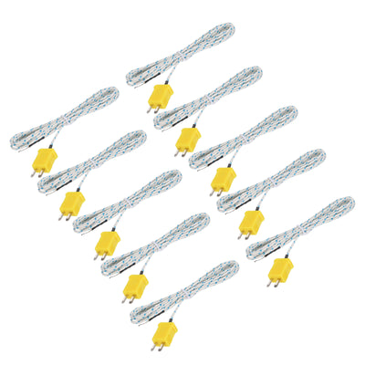 Harfington 10pcs K Type Thermocouple Mini Connector Temperature Sensor Probes Fiberglass 6.6ft -50 to 400°C(-58 to 752°F)