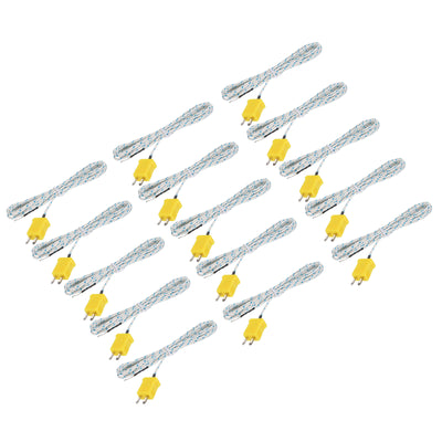 Harfington 15pcs K Type Thermocouple Mini Connector Temperature Sensor Probes Fiberglass 6.6ft -50 to 400°C(-58 to 752°F)