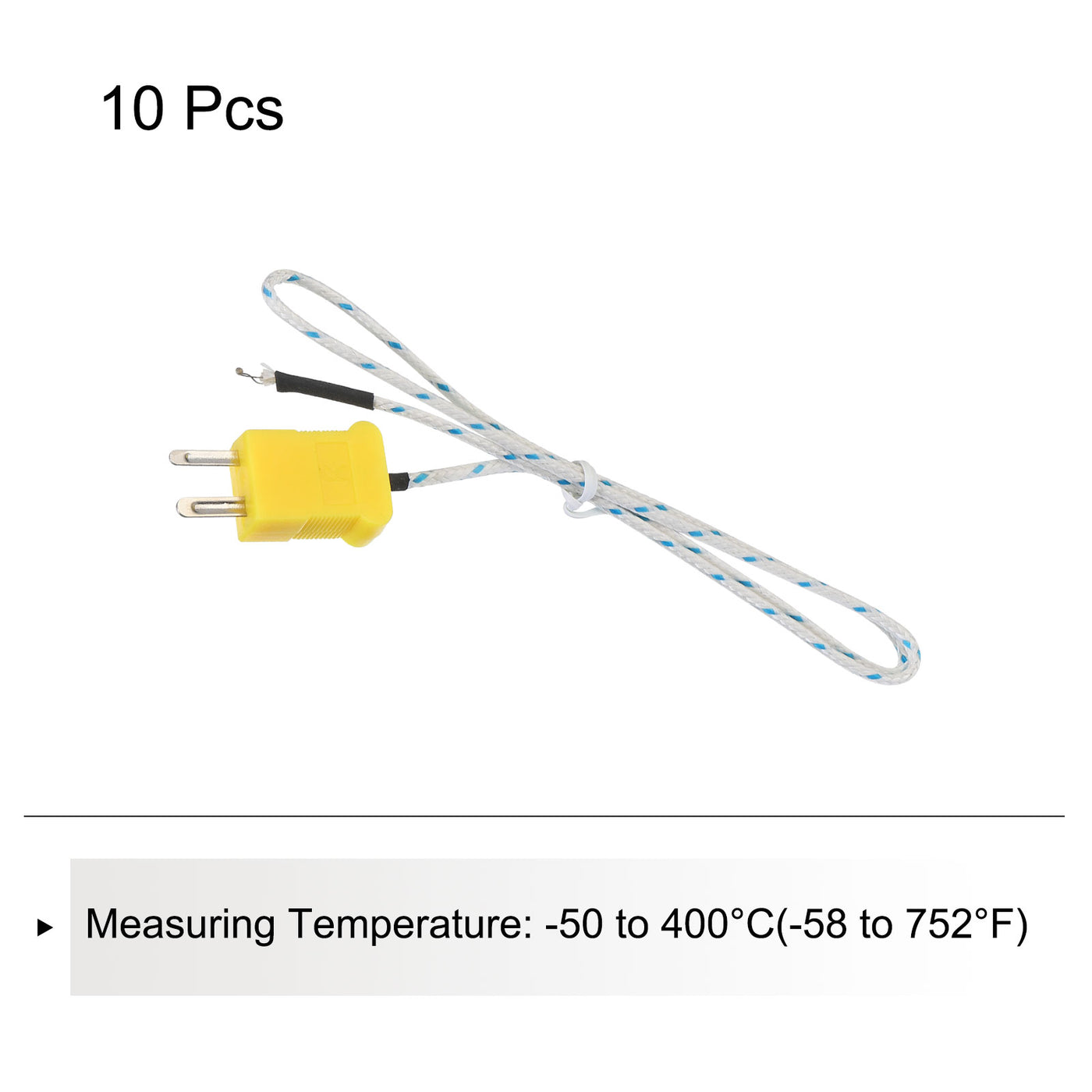 Harfington 10pcs K Type Thermocouple Mini Connector Temperature Sensor Probes Fiberglass 1.6ft -50 to 400°C(-58 to 752°F)