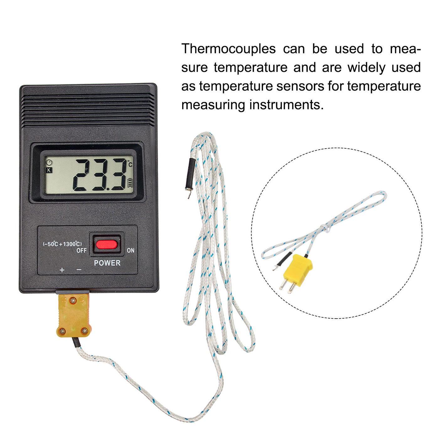 Harfington 10pcs K Type Thermocouple Mini Connector Temperature Sensor Probes Fiberglass 1.6ft -50 to 400°C(-58 to 752°F)