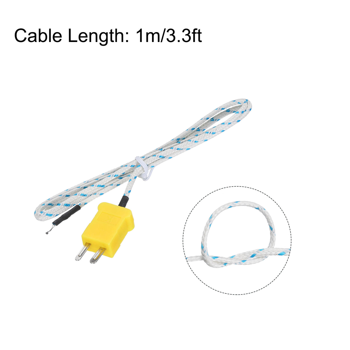 Harfington 10pcs K Type Thermocouple Mini Connector Temperature Sensor Probes Fiberglass 3.3ft -50 to 400°C(-58 to 752°F)