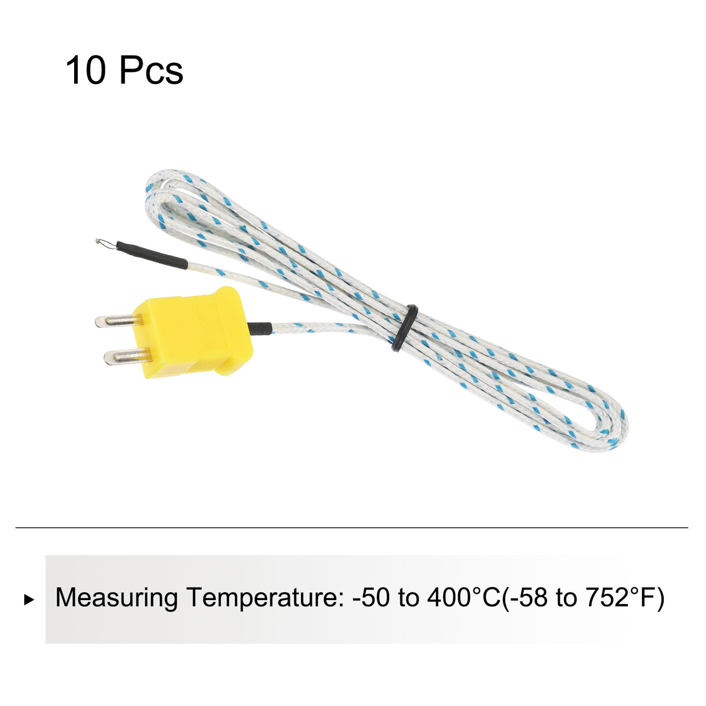 Harfington 10pcs K Type Thermocouple Mini Connector Temperature Sensor Probes Fiberglass 5ft -50 to 400°C(-58 to 752°F)