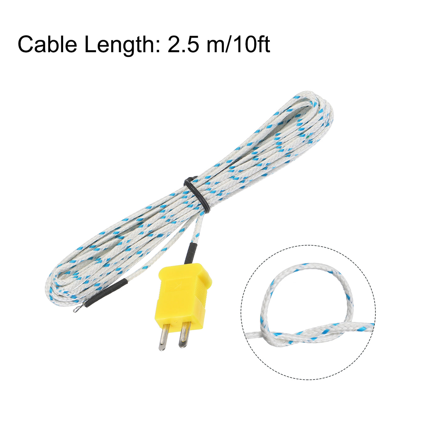 Harfington 10pcs K Type Thermocouple Mini Connector Temperature Sensor Probes Fiberglass 8ft -50 to 400°C(-58 to 752°F)