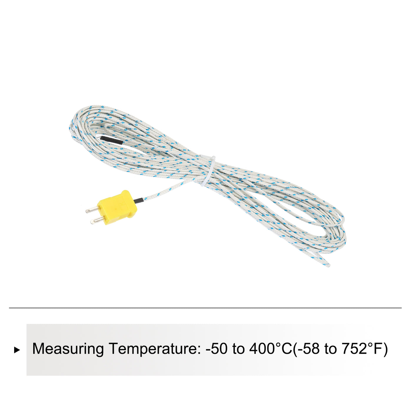 Harfington K Type Thermocouple Mini Connector Temperature Sensor Probes Fiberglass 33ft -50 to 400°C(-58 to 752°F)