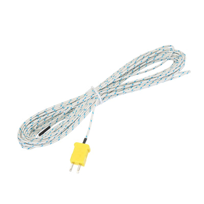 Harfington K Type Thermocouple Mini Connector Temperature Sensor Probes Fiberglass 33ft -50 to 400°C(-58 to 752°F)