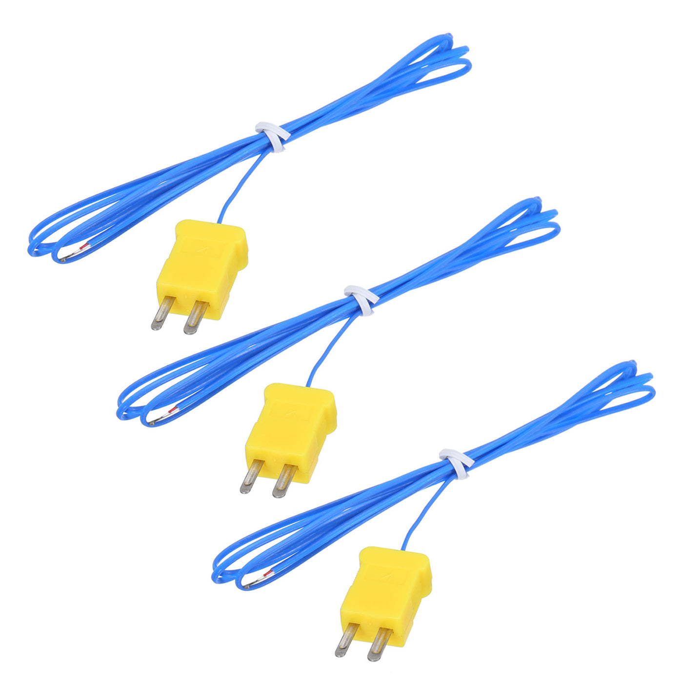 Harfington 3pcs K Type Thermocouple Mini Connector Temperature Sensor Probes PTFE 3.3ft -50 to 260°C(-58 to 500°F), Blue