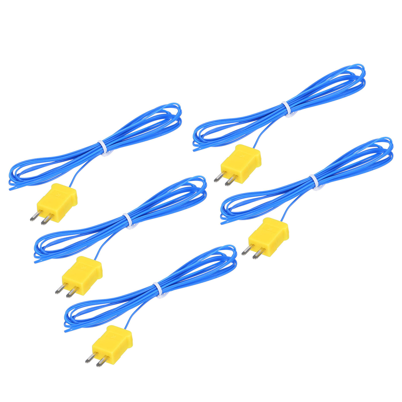 Harfington 5pcs K Type Thermocouple Mini Connector Temperature Sensor Probes PTFE 6.6ft -50 to 260°C(-58 to 500°F), Blue