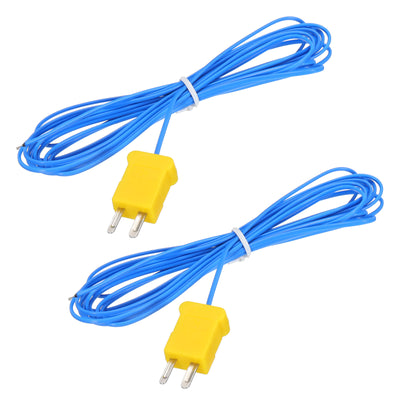 Harfington 2pcs K Type Thermocouple Mini Connector Temperature Sensor Probes PTFE 10ft -50 to 260°C(-58 to 500°F), Blue