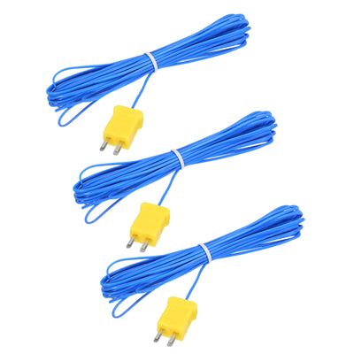 Harfington 3pcs K Type Thermocouple Mini Connector Temperature Sensor Probes PTFE 16ft -50 to 260°C(-58 to 500°F), Blue