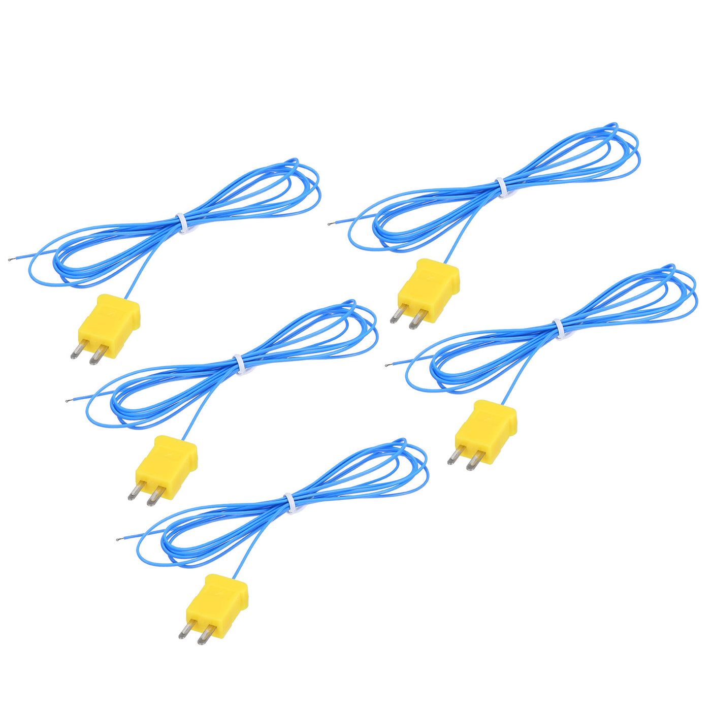 Harfington 5pcs K Type Thermocouple Mini Connector Temperature Sensor Probes PTFE 5ft -50 to 260°C(-58 to 500°F), Blue