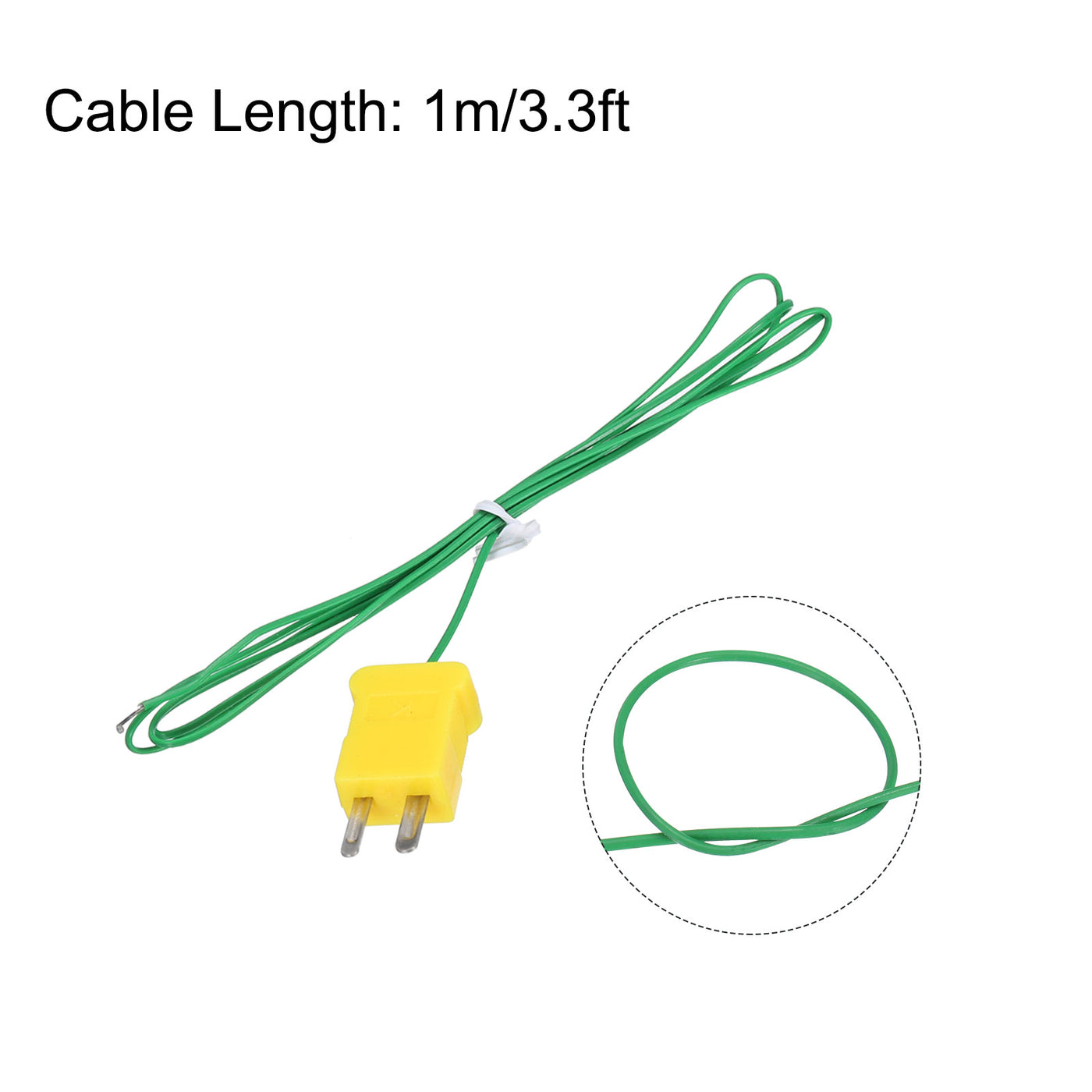 Harfington 2pcs K Type Thermocouple Mini Connector Temperature Sensor Probes PTFE 3.3ft -50 to 260°C(-58 to 500°F), Green