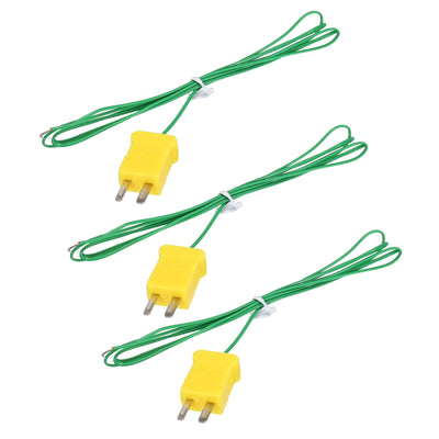 Harfington 3pcs K Type Thermocouple Mini Connector Temperature Sensor Probes PTFE 3.3ft -50 to 260°C(-58 to 500°F), Green