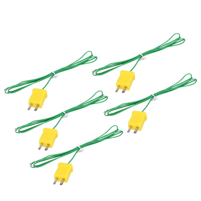 Harfington 5pcs K Type Thermocouple Mini Connector Temperature Sensor Probes PTFE 3.3ft -50 to 260°C(-58 to 500°F), Green