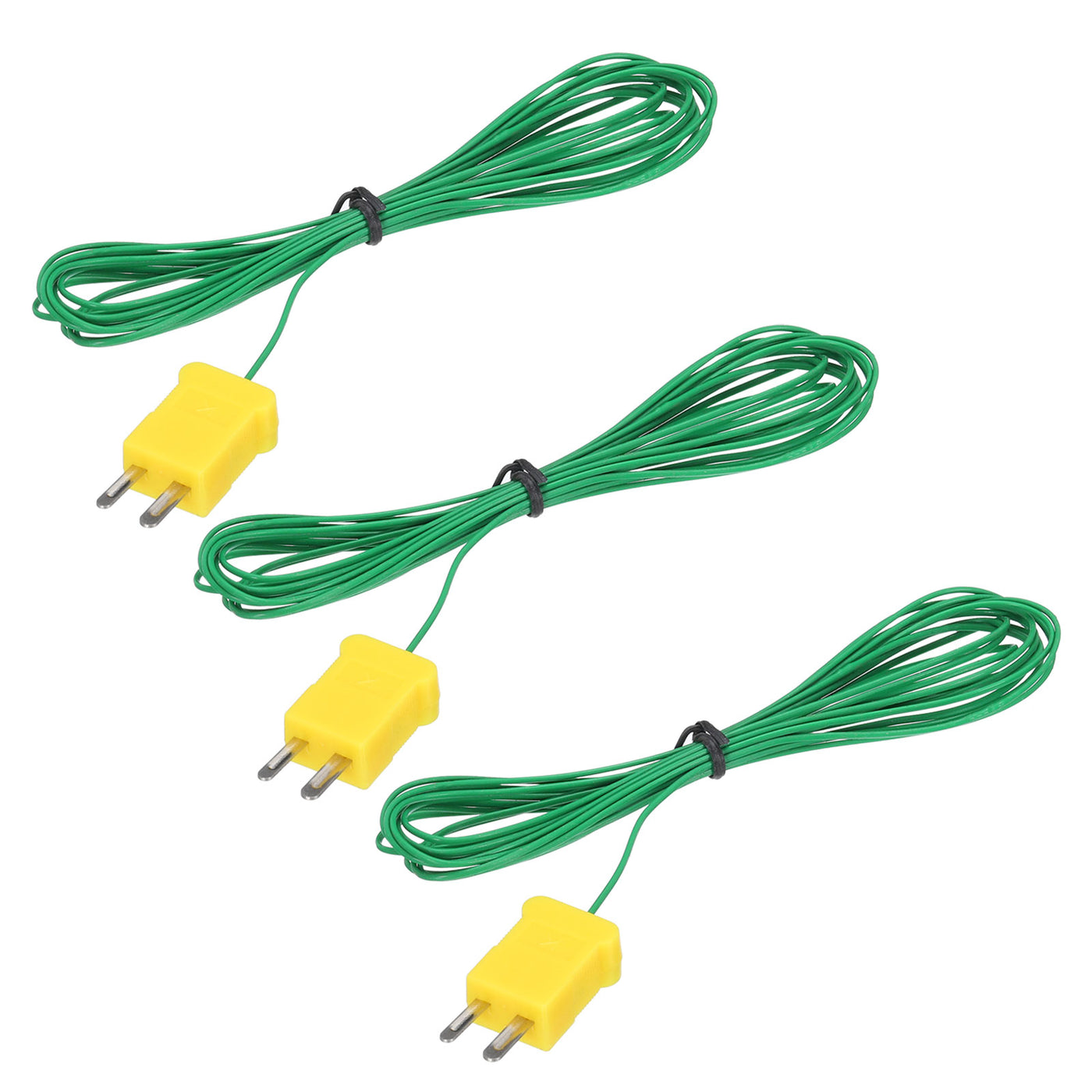 Harfington 3pcs K Type Thermocouple Mini Connector Temperature Sensor Probes PTFE 10ft -50 to 260°C(-58 to 500°F), Green