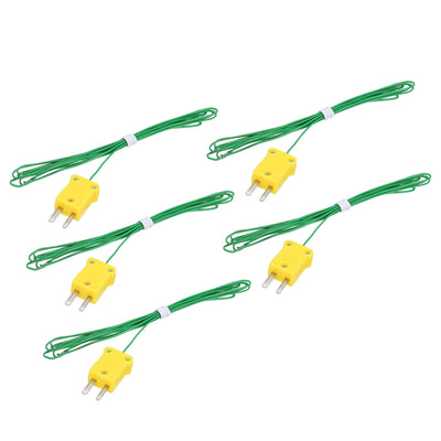 Harfington 5pcs K Type Thermocouple Mini Connector Temperature Sensor Probes PTFE 5ft -50 to 260°C(-58 to 500°F), Green