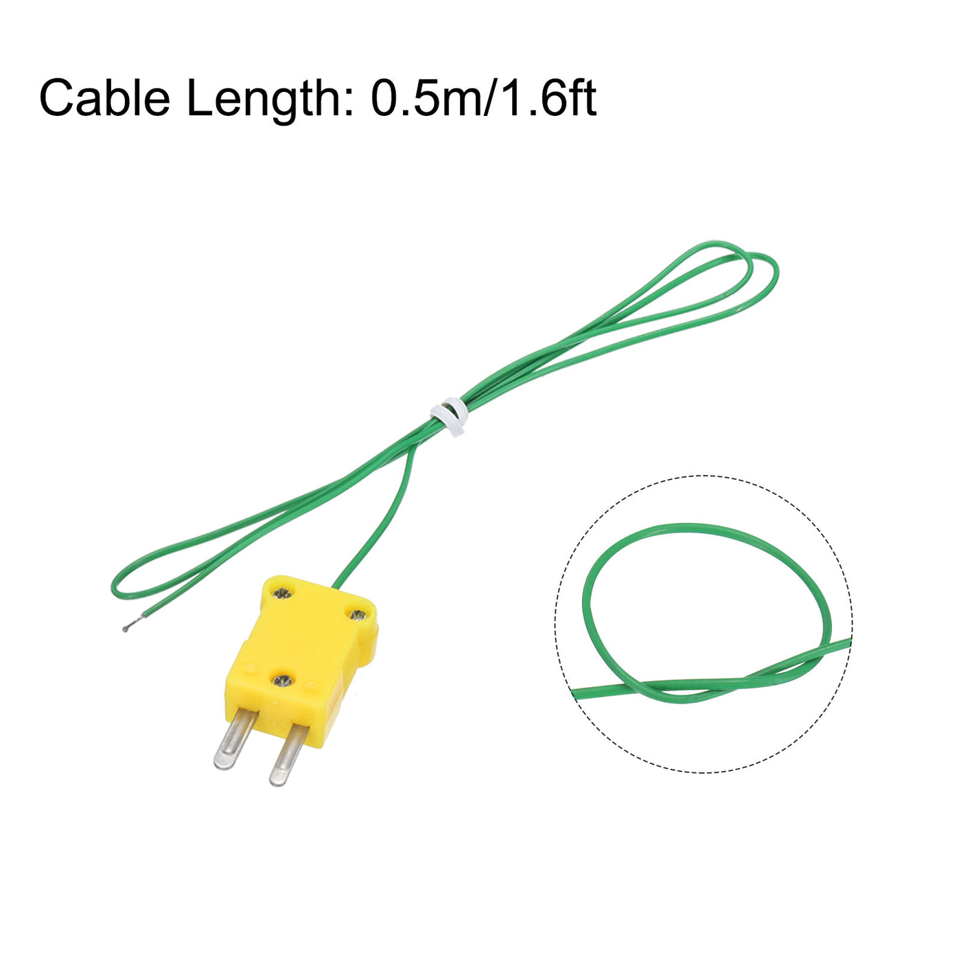 Harfington 5pcs K Type Thermocouple Mini Connector Temperature Sensor Probes PTFE 1.6ft -50 to 260°C(-58 to 500°F), Green