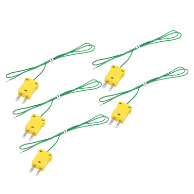 Harfington 5pcs K Type Thermocouple Mini Connector Temperature Sensor Probes PTFE 1.6ft -50 to 260°C(-58 to 500°F), Green