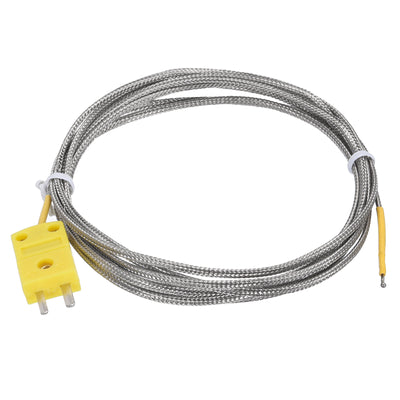 Harfington K Type Thermocouple Mini Connector Temperature Sensor Probes Metal Shielded Wire 6.6ft -50 to 400°C(-58 to 752°F)