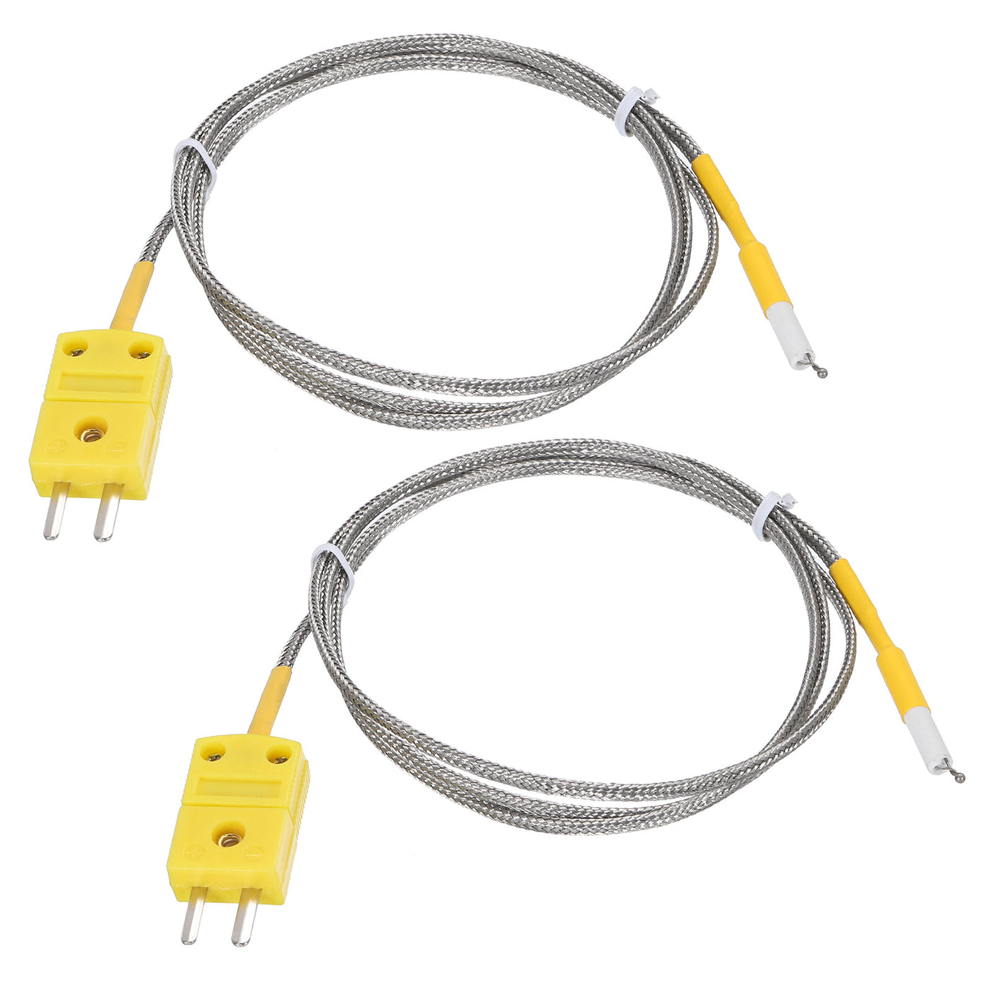 Harfington 2pcs K Type Thermocouple Mini Connector Temperature Sensor Probes Metal Shielded Wire 3.3ft -50 to 800°C(-58 to 1472°F)