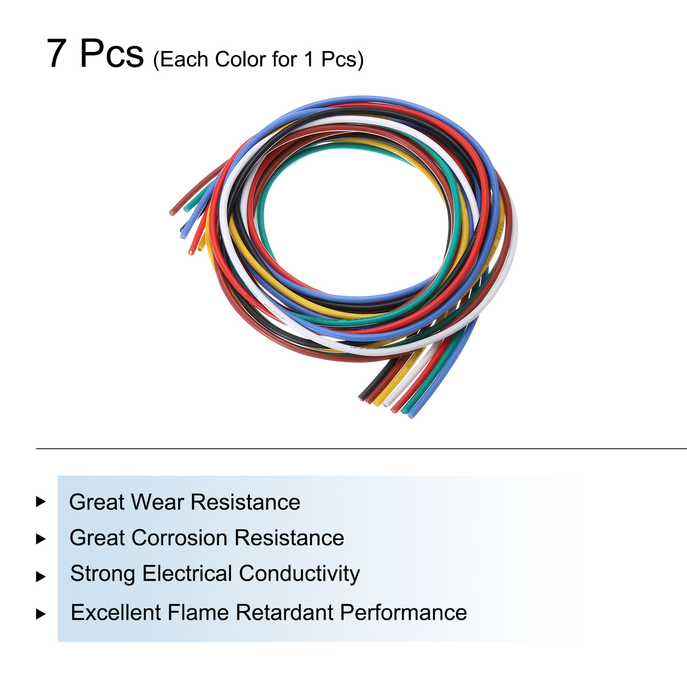 Harfington 16 Gauge Silicone Wire 16AWG Electrical Wire Stranded Wire Flexible Tinned Copper Wire High Temp Hookup Wire 7 Color 1.5m/4.92ft 7pcs