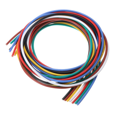 Harfington 16 Gauge Silicone Wire 16AWG Electrical Wire Stranded Wire Flexible Tinned Copper Wire High Temp Hookup Wire 7 Color 1.5m/4.92ft 7pcs