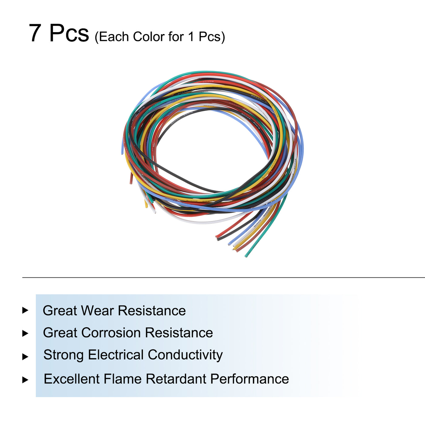 Harfington 18 Gauge Silicone Wire 18AWG Electrical Wire Stranded Wire Flexible Tinned Copper Wire High Temp Hookup Wire 7 Color 3.0m/10ft 7pcs