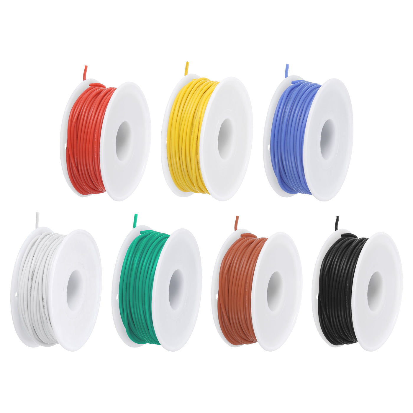 Harfington 22 Gauge Silicone Wire 22AWG Electrical Wire Stranded Wire Flexible Tinned Copper Wire High Temp Hookup Wire Spool 7 Color 15m/49.2ft 7pcs