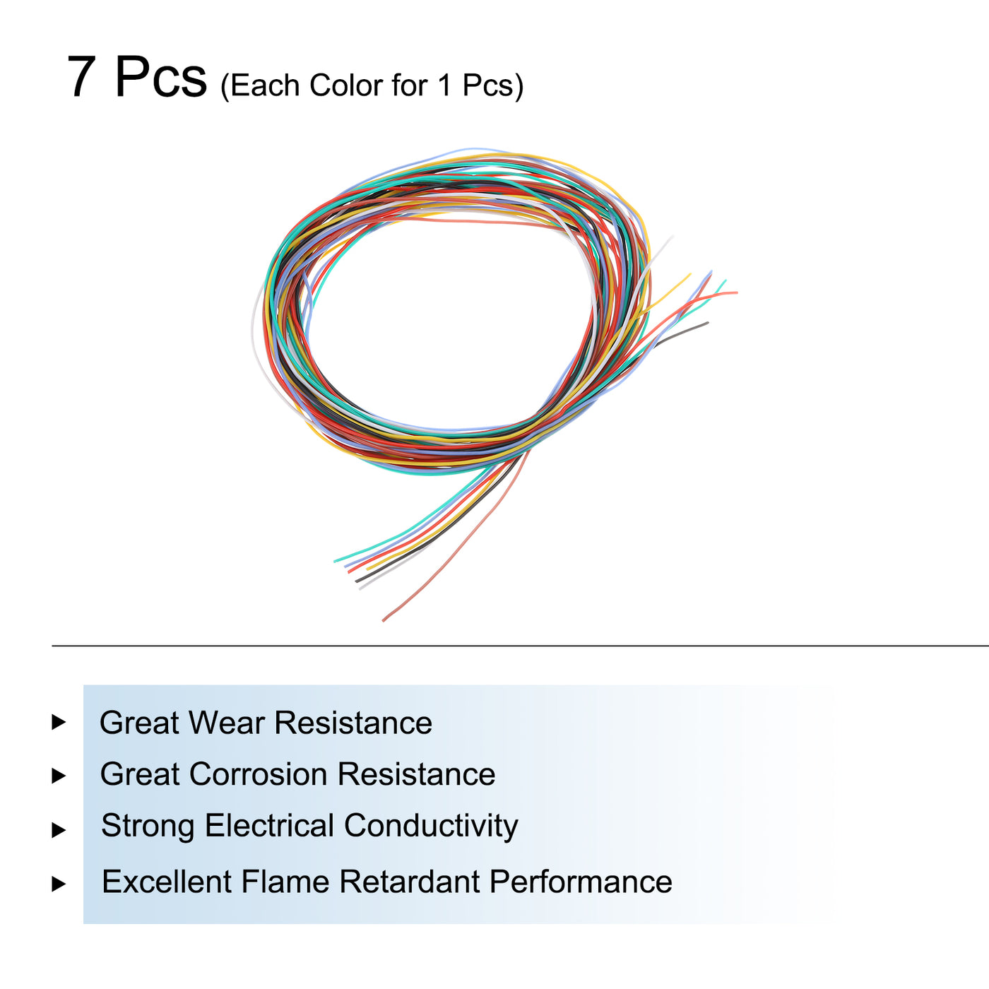 Harfington 26 Gauge Silicone Wire 26AWG Electrical Wire Stranded Wire Flexible Tinned Copper Wire High Temp Hookup Wire 7 Color 3.0m/10ft 7pcs