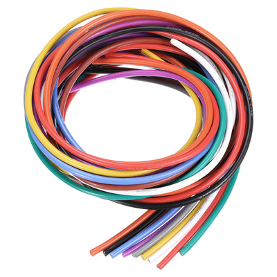 Harfington 12 Gauge Silicone Wire 12AWG Electrical Wire Stranded Wire Flexible Tinned Copper Wire High Temp Hookup Wire 10 Color 1.5m/4.92ft 10pcs