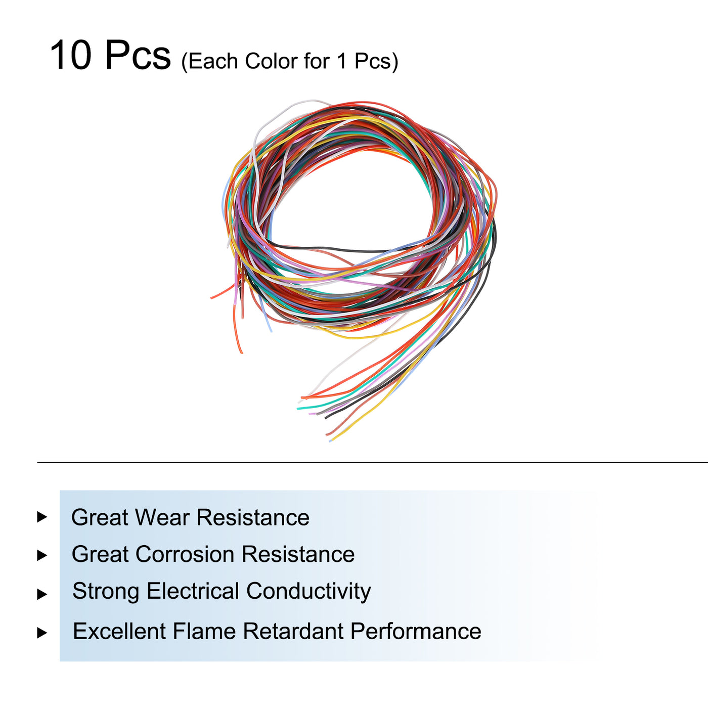 Harfington 30 Gauge Silicone Wire 30AWG Electrical Wire Stranded Wire Flexible Tinned Copper Wire High Temp Hookup Wire 10 Color 1.5m/4.92ft 10pcs