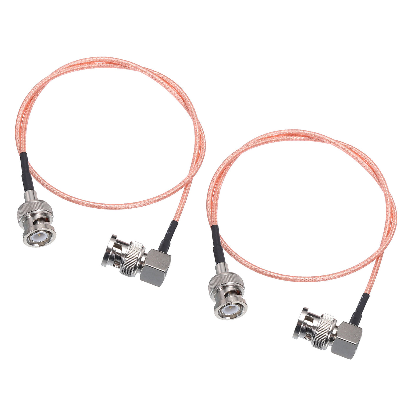 Harfington RG316 Coaxial Cables BNC Male to BNC Male Right Angle Low Loss RF Coaxial Cable 1.5FT 50 Ohm Orange 2Pcs