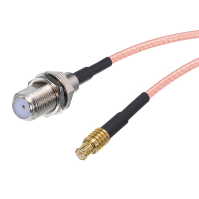 Harfington RG316 Coaxial Cables F Female Bulkhead to MCX Male Low Loss RF Coaxial Cable 0.5FT 50 Ohm Orange 2Pcs