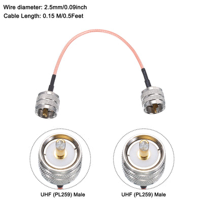 Harfington RG316 Coaxial Cables UHF Male to UHF Male Low Loss RF Coaxial Cable 0.5FT 50 Ohm Orange 2Pcs