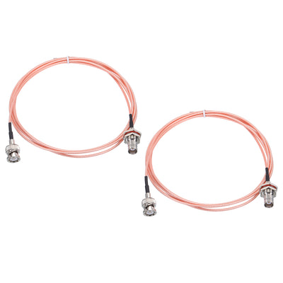 Harfington RG316 Coaxial Cables BNC Male to BNC Female Bulkhead Low Loss RF Coaxial Cable 6FT 50 Ohm Orange 2Pcs