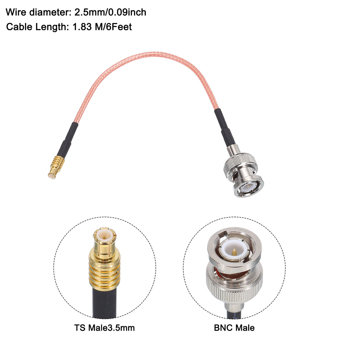 Harfington RG316 Coaxial Cables BNC Male to MCX Male Low Loss RF Coaxial Cable 0.5FT 50 Ohm Orange 2Pcs