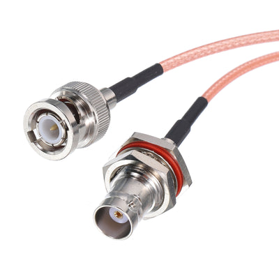 Harfington RG316 Coaxial Cables BNC Male to BNC Female Bulkhead Low Loss RF Coaxial Cable 1.5FT 50 Ohm Orange 2Pcs