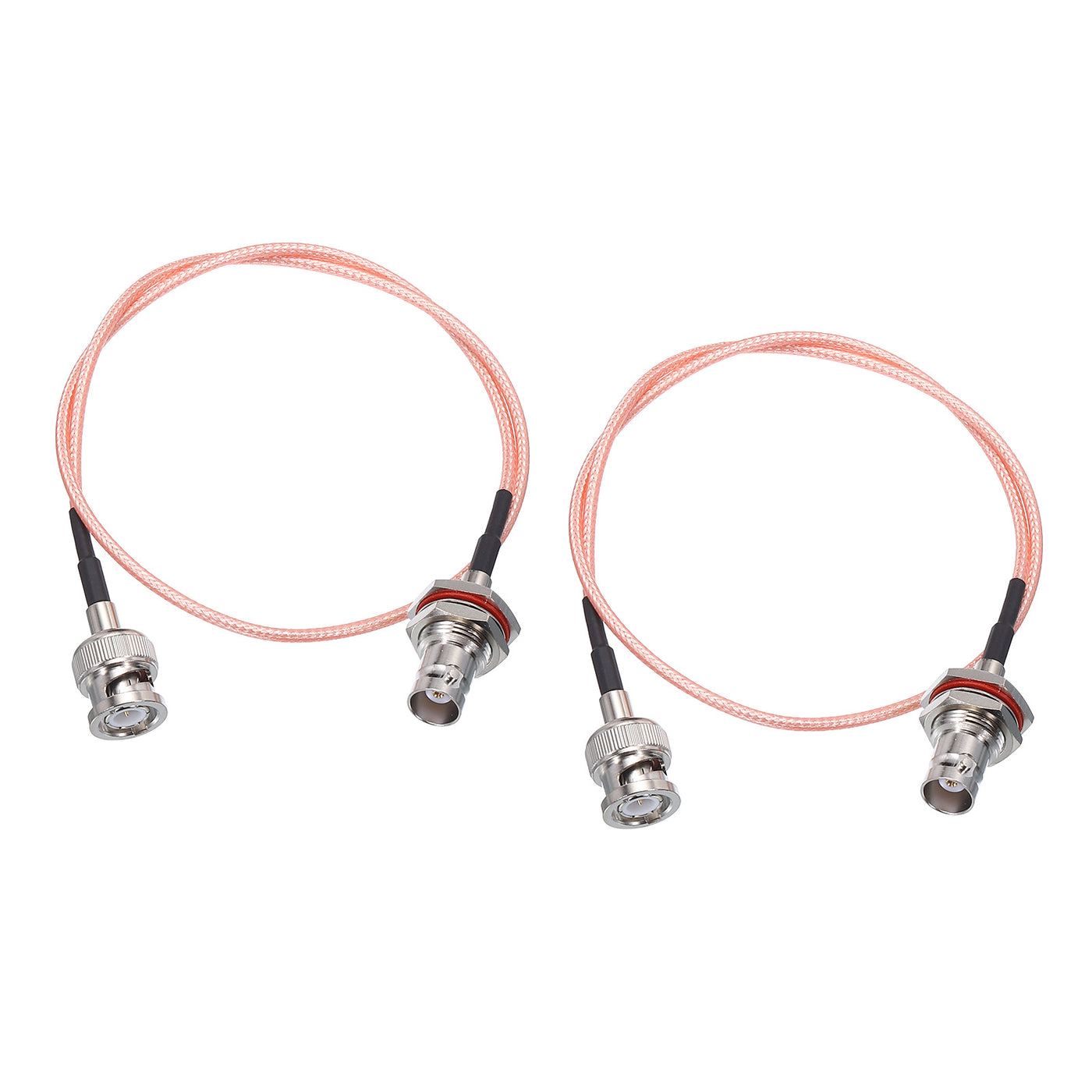 Harfington RG316 Coaxial Cables BNC Male to BNC Female Bulkhead Low Loss RF Coaxial Cable 1.5FT 50 Ohm Orange 2Pcs