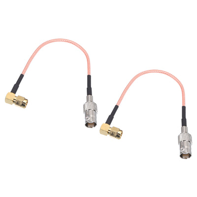 Harfington RG316 Coaxial Cables SMA Male Right Angle to BNC Female Low Loss RF Coaxial Cable 0.5FT 50 Ohm Orange 2Pcs