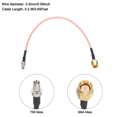 Harfington RG316 Coaxial Cables SMA Male to TS9 Male Low Loss RF Coaxial Cable 0.65FT 50 Ohm Orange 1Pcs