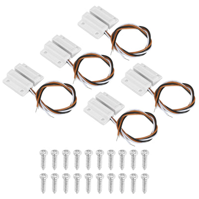 Harfington Magnetic Reed Switch, 5 Sets NC NO Magnetic Contact Switch for Door Window