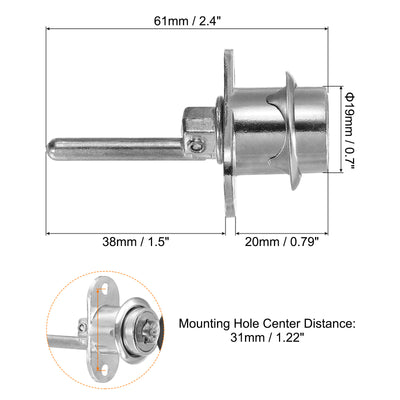 Harfington 19mm Drawer Locks with Keys, 2 Pack Zinc Alloy Nickel Plated Drawer Lock Keyed Different for Furniture Showcase Locker, Silver Tone