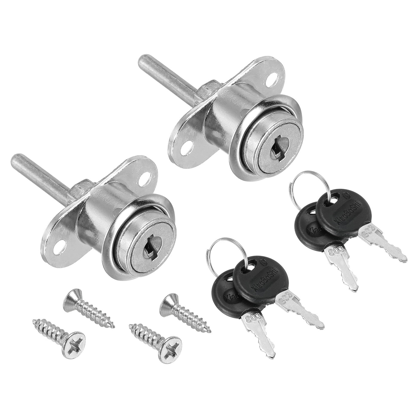 Harfington 19mm Schubladen Schlösser mit Schlüssel 2 Pack Zinklegierung Nickel Plattiert Schublade Schloss Unterschiedliche Schlüssel für Möbel Vitrine Schließfach Silber Ton