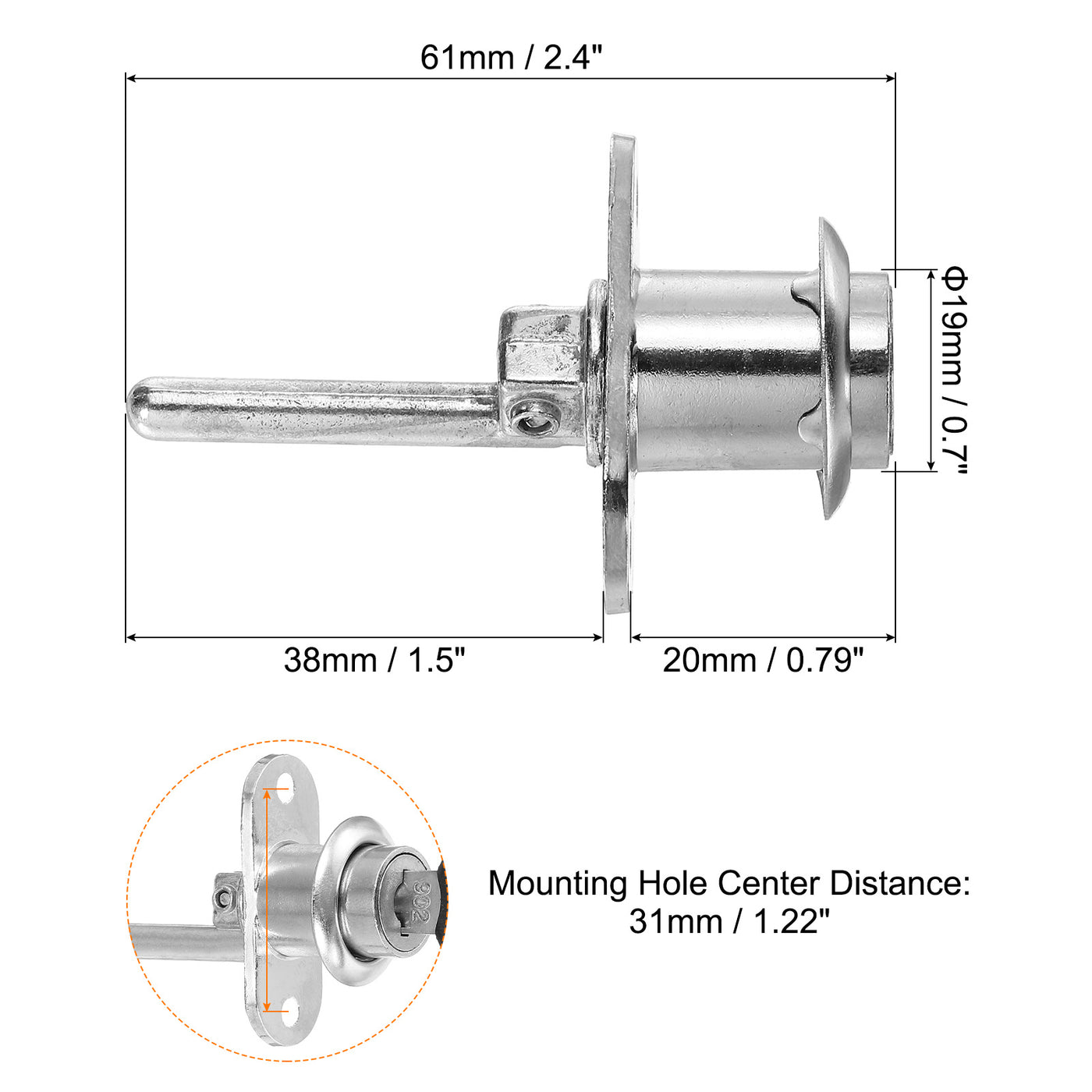 Harfington 16mm Drawer Locks with Keys, 2 Pack Zinc Alloy Nickel Plated Drawer Lock Keyed Different for Furniture Showcase Locker, Silver Tone