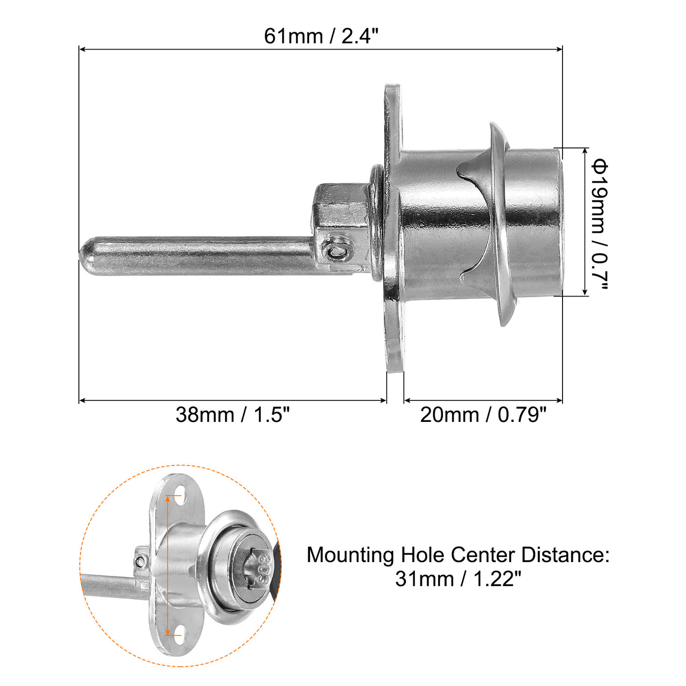 Harfington 19mm Drawer Locks with Keys, 4 Pack Zinc Alloy Nickel Plated Drawer Lock Keyed Different for Furniture Drawer Showcase Locker, Silver Tone