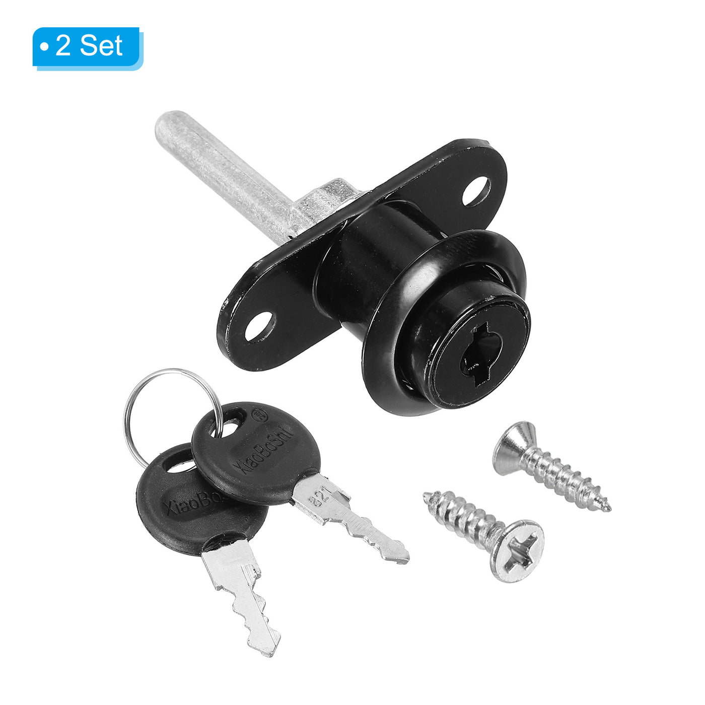 Harfington 16mm Drawer Locks with Keys, 2 Pack Zinc Alloy Nickel Plated Drawer Lock Keyed Different for Furniture Drawer Showcase Locker, Black