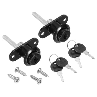 Harfington 16mm Drawer Locks with Keys, 2 Pack Zinc Alloy Nickel Plated Drawer Lock Keyed Different for Furniture Drawer Showcase Locker, Black