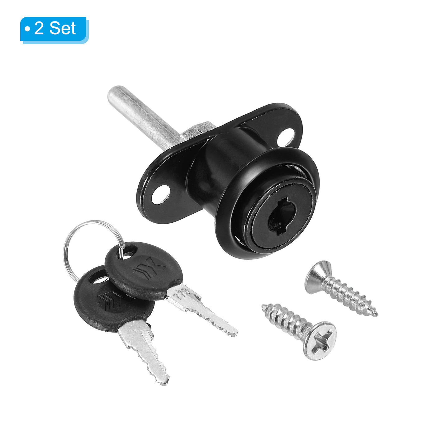 Harfington 19mm Drawer Locks with Keys, 2 Pack Zinc Alloy Nickel Plated Drawer Lock Keyed Different for Furniture Drawer Showcase Locker, Black