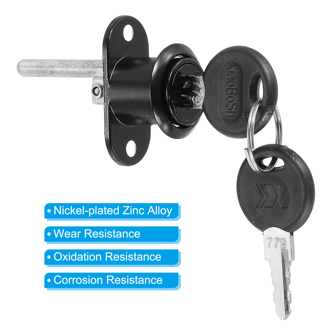 Harfington 19mm Drawer Locks with Keys, 2 Pack Zinc Alloy Nickel Plated Drawer Lock Keyed Different for Furniture Drawer Showcase Locker, Black