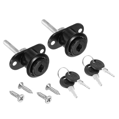 Harfington 19mm Drawer Locks with Keys, 2 Pack Zinc Alloy Nickel Plated Drawer Lock Keyed Different for Furniture Drawer Showcase Locker, Black